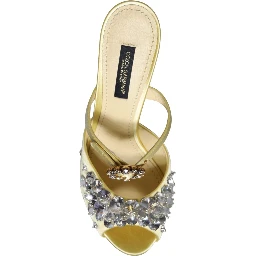 Yellow Mary Janes Satin Crystal Sandals Shoes