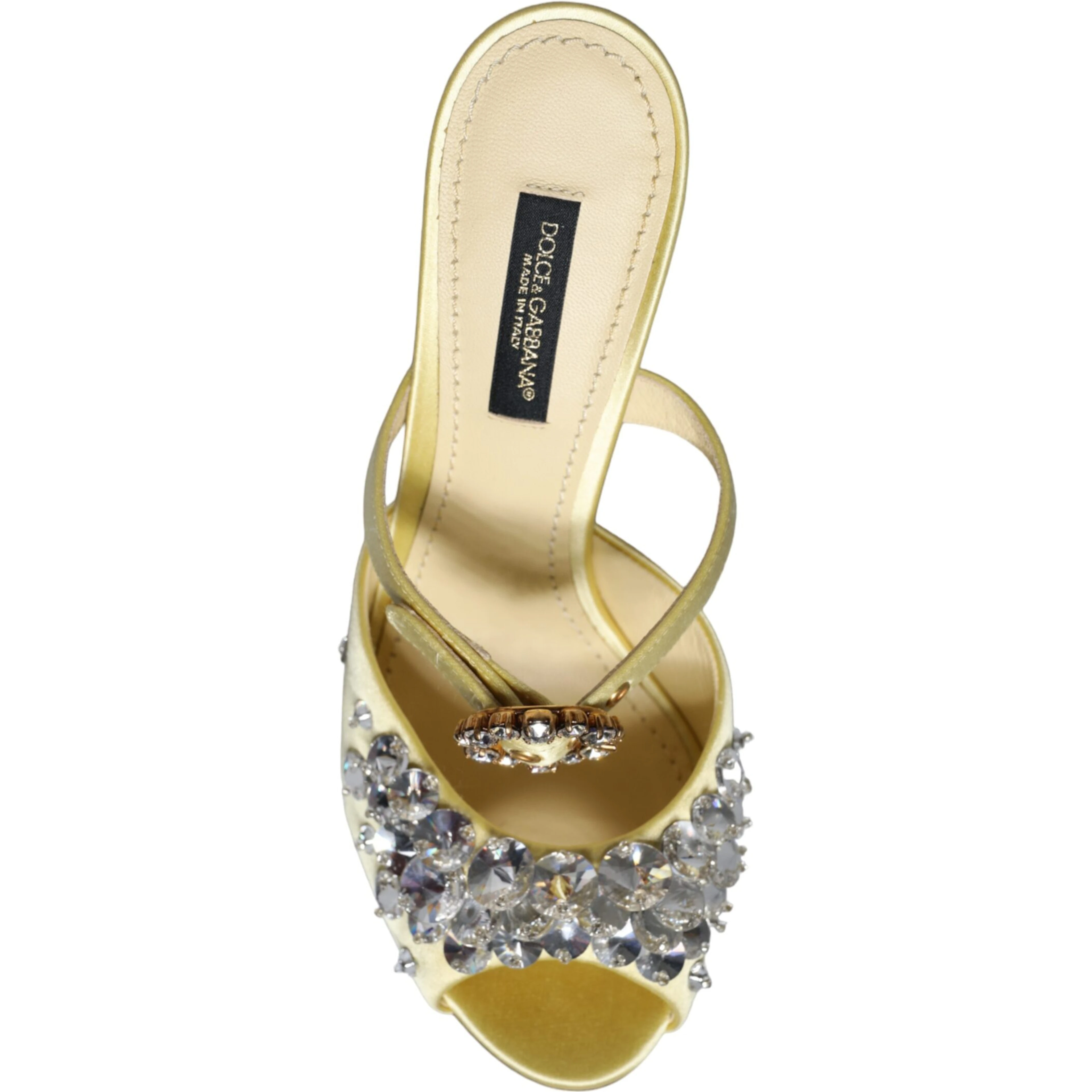 Yellow Mary Janes Satin Crystal Sandals Shoes