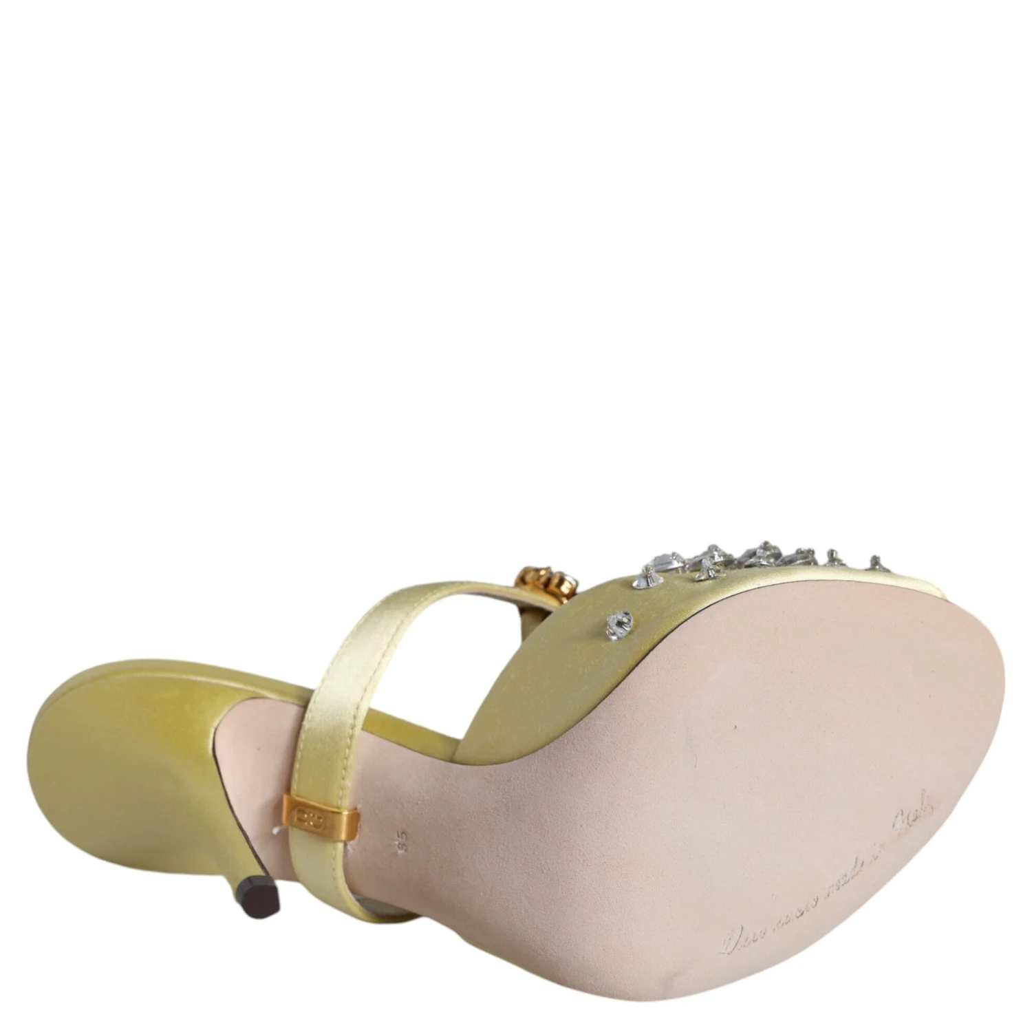 Yellow Mary Janes Satin Crystal Sandals Shoes