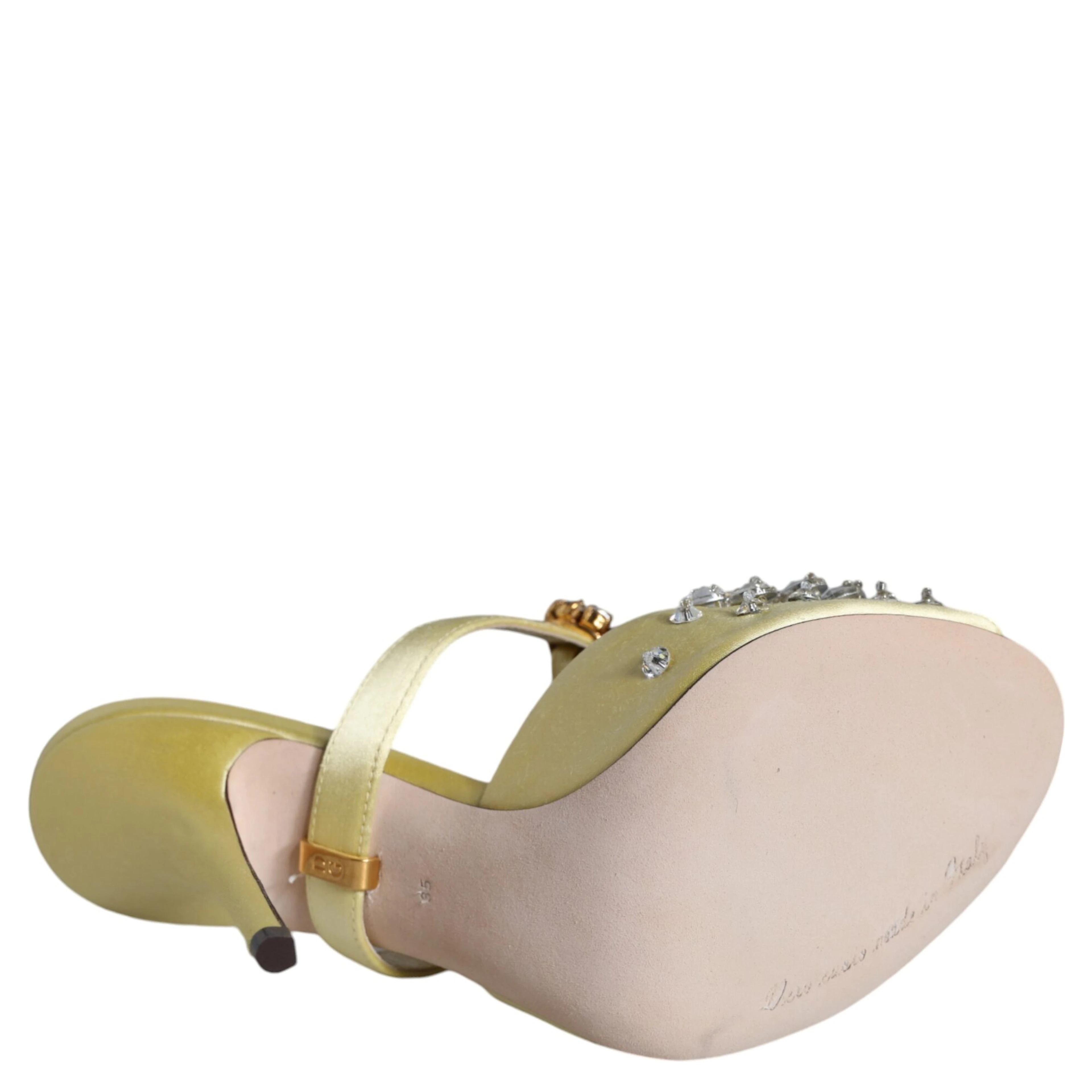 Yellow Mary Janes Satin Crystal Sandals Shoes