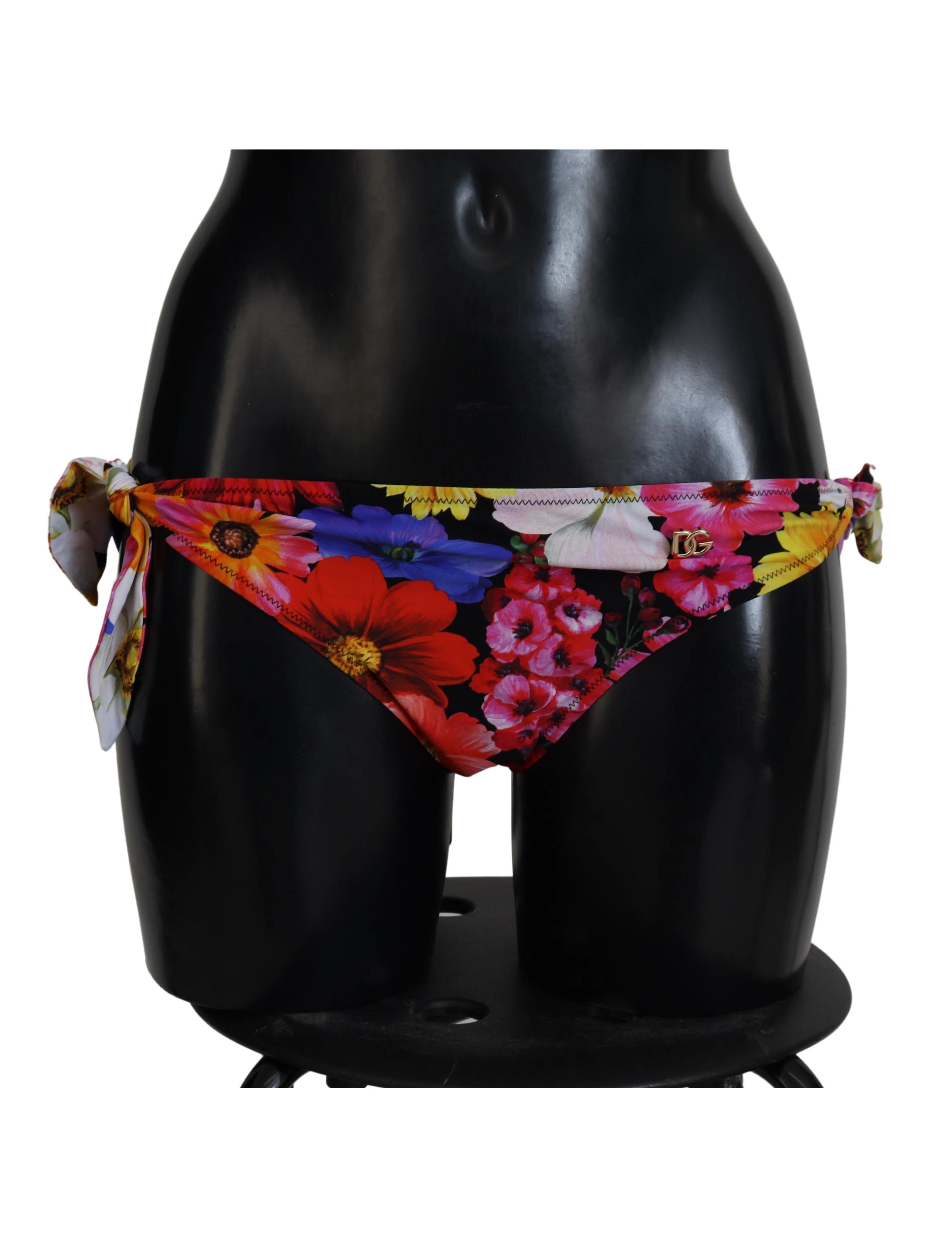 Black Floral Print Swimsuit Bikini Bottom Swimwear