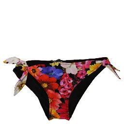 Black Floral Print Swimsuit Bikini Bottom Swimwear