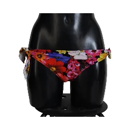 Black Floral Print Swimsuit Bikini Bottom Swimwear