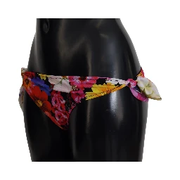 Black Floral Print Swimsuit Bikini Bottom Swimwear