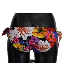 Black Floral Print Swimsuit Bikini Bottom Swimwear
