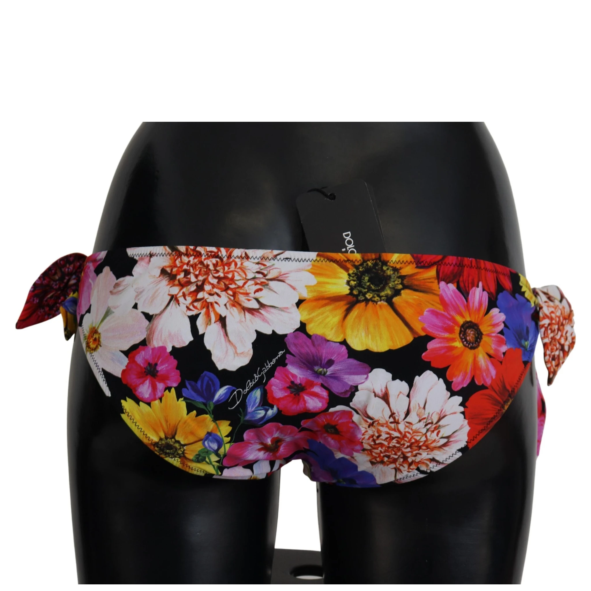 Black Floral Print Swimsuit Bikini Bottom Swimwear