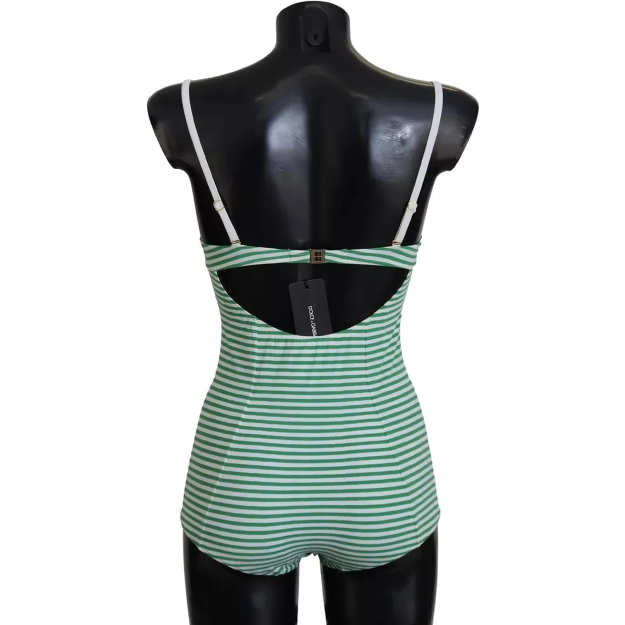White Green Stripes One Piece Beachwear Swimwear
