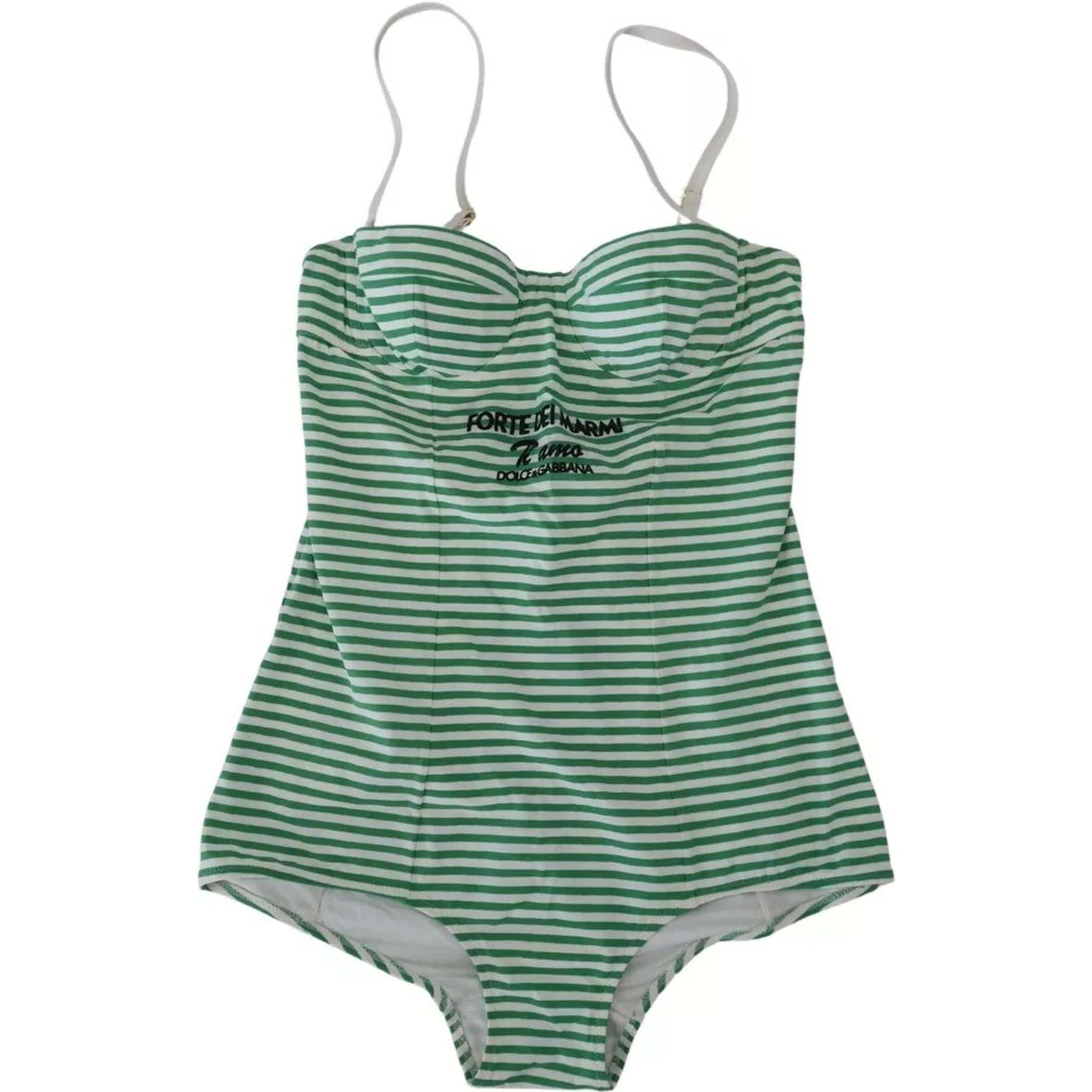 White Green Stripes One Piece Beachwear Swimwear