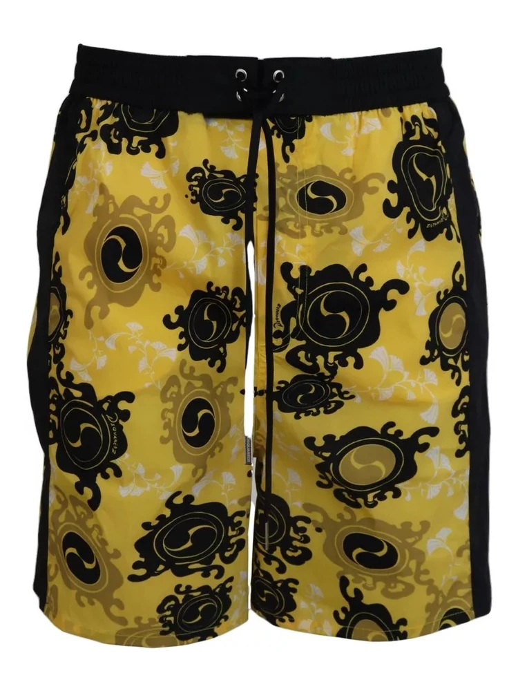 Yellow Black Printed Nylon Beachwear Shorts Swimwear alternative