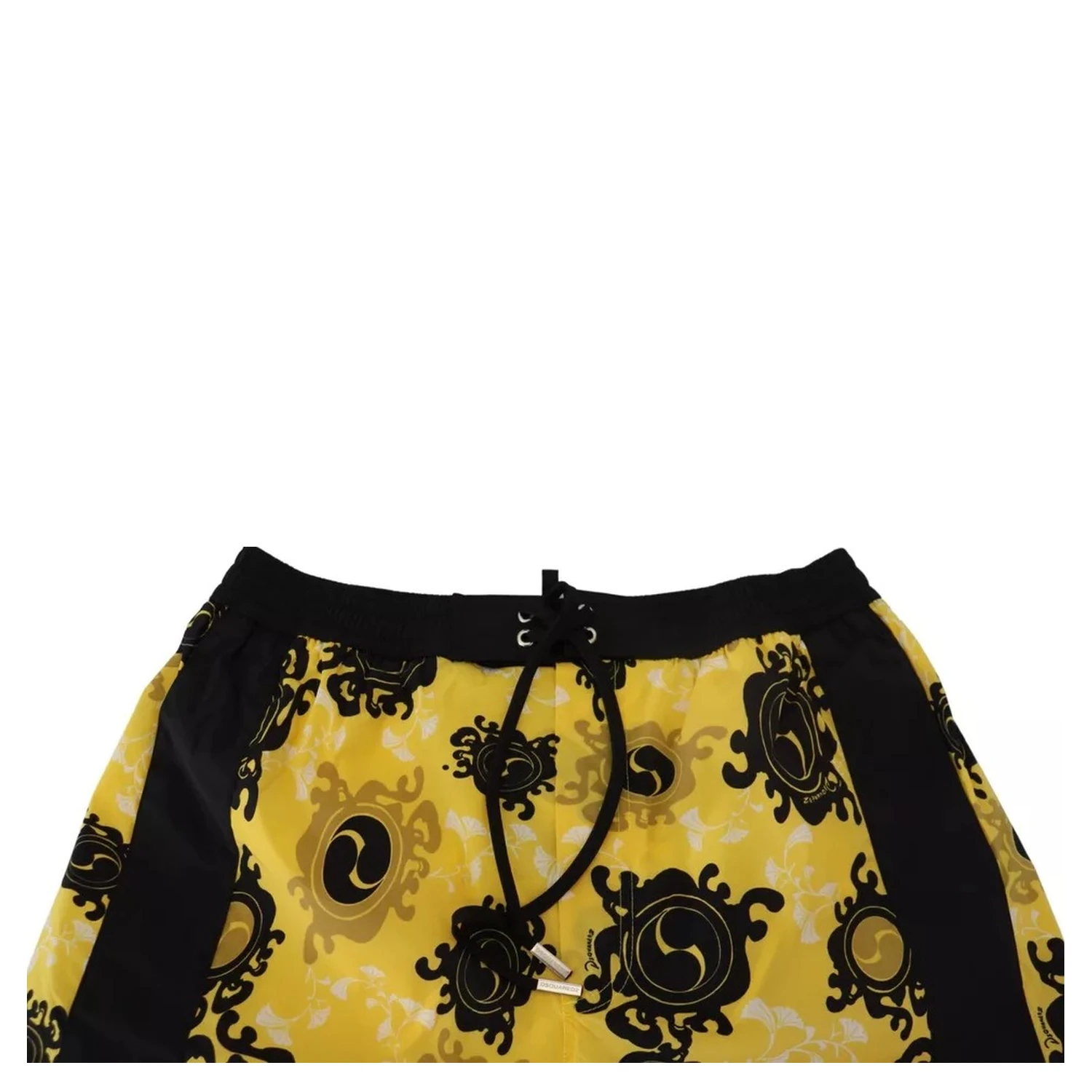 Yellow Black Printed Nylon Beachwear Shorts Swimwear