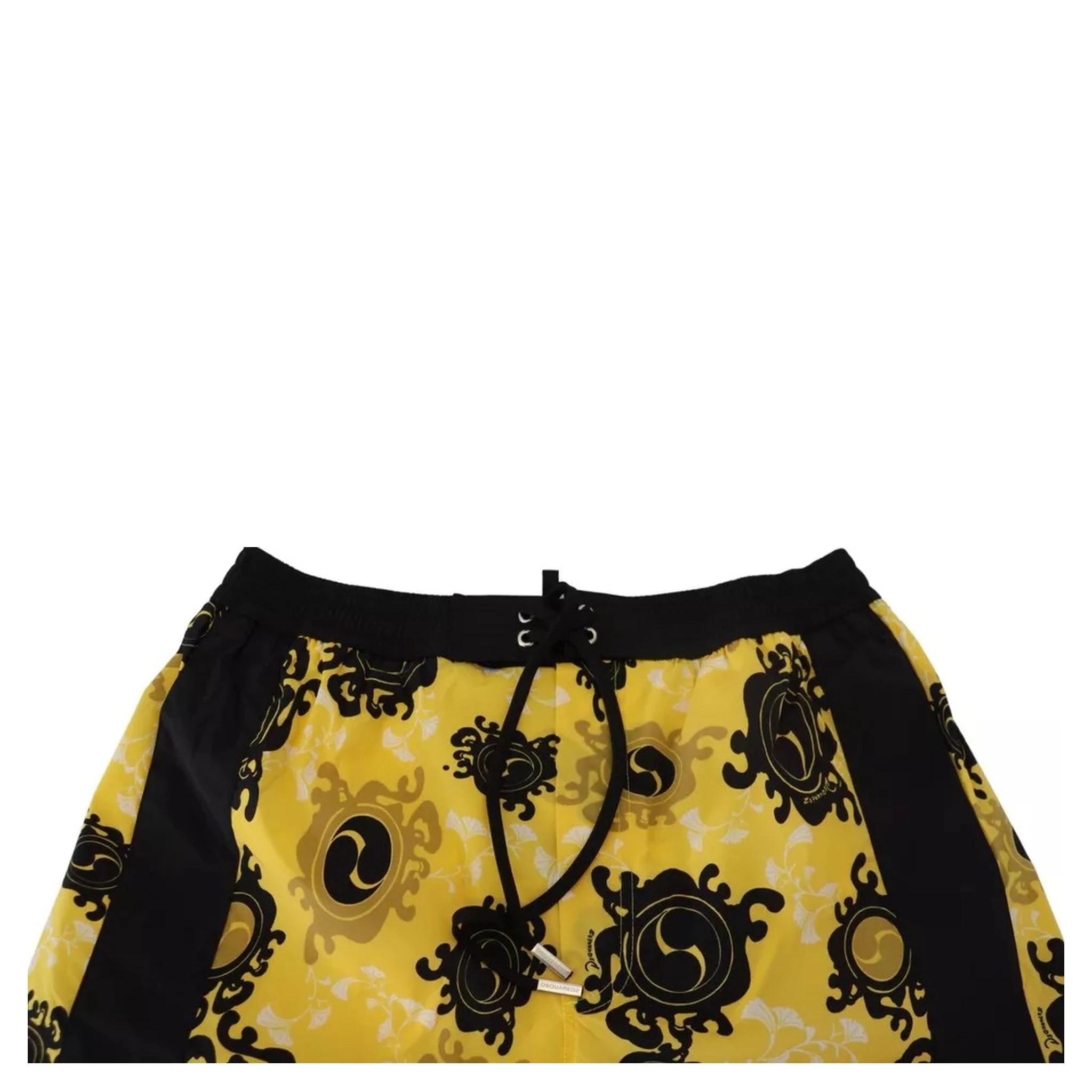 Yellow Black Printed Nylon Beachwear Shorts Swimwear