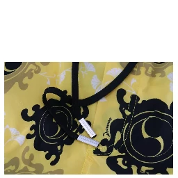 Yellow Black Printed Nylon Beachwear Shorts Swimwear