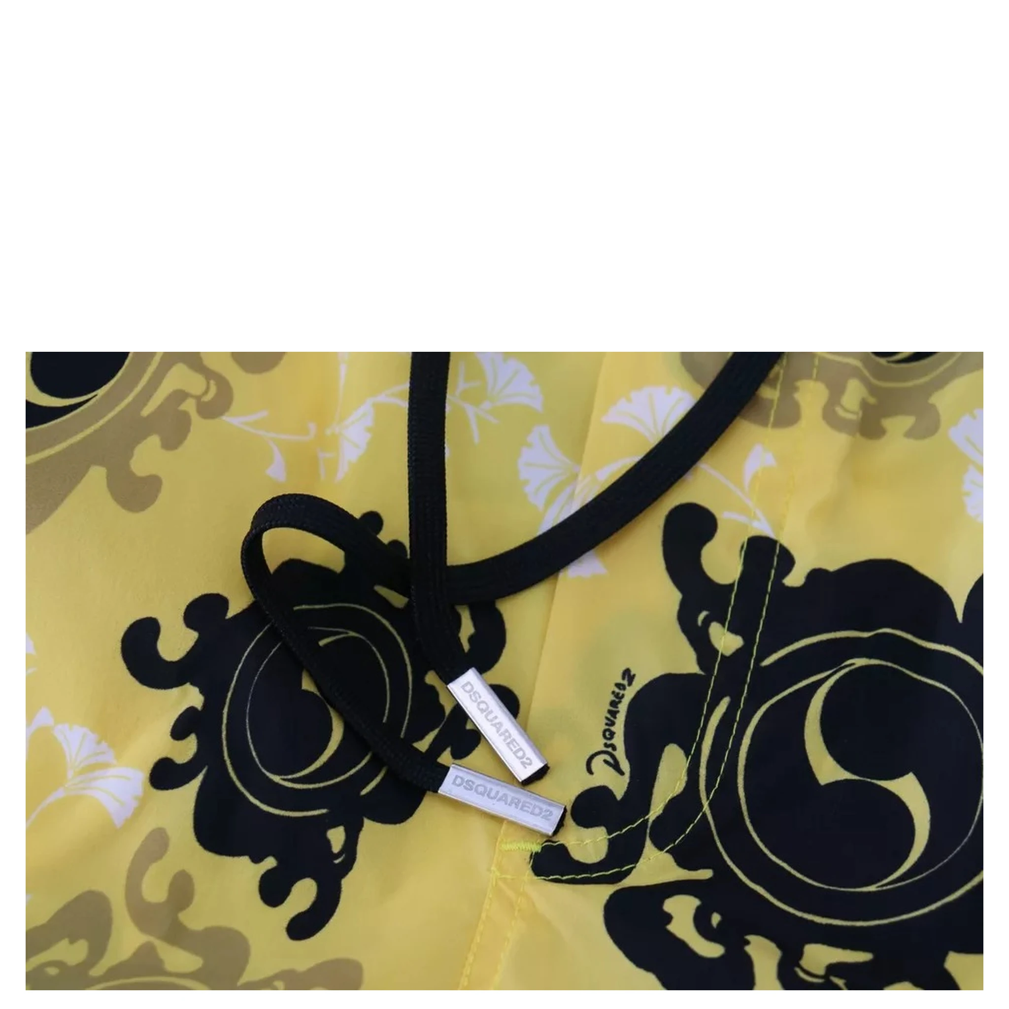 Yellow Black Printed Nylon Beachwear Shorts Swimwear