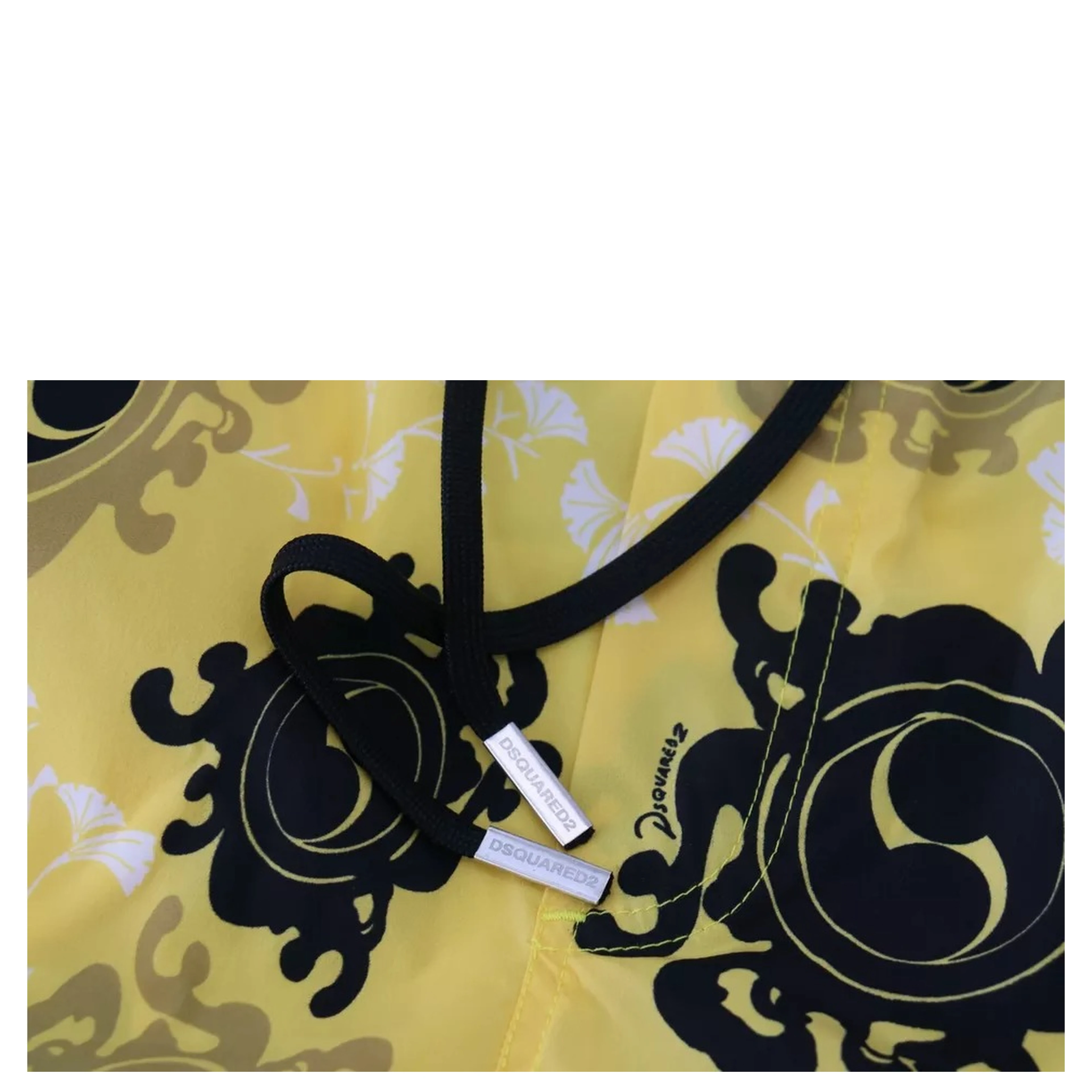 Yellow Black Printed Nylon Beachwear Shorts Swimwear