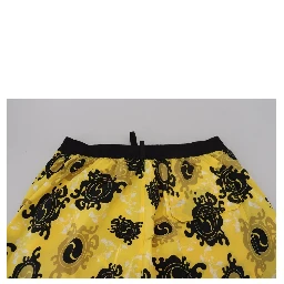 Yellow Black Printed Nylon Beachwear Shorts Swimwear