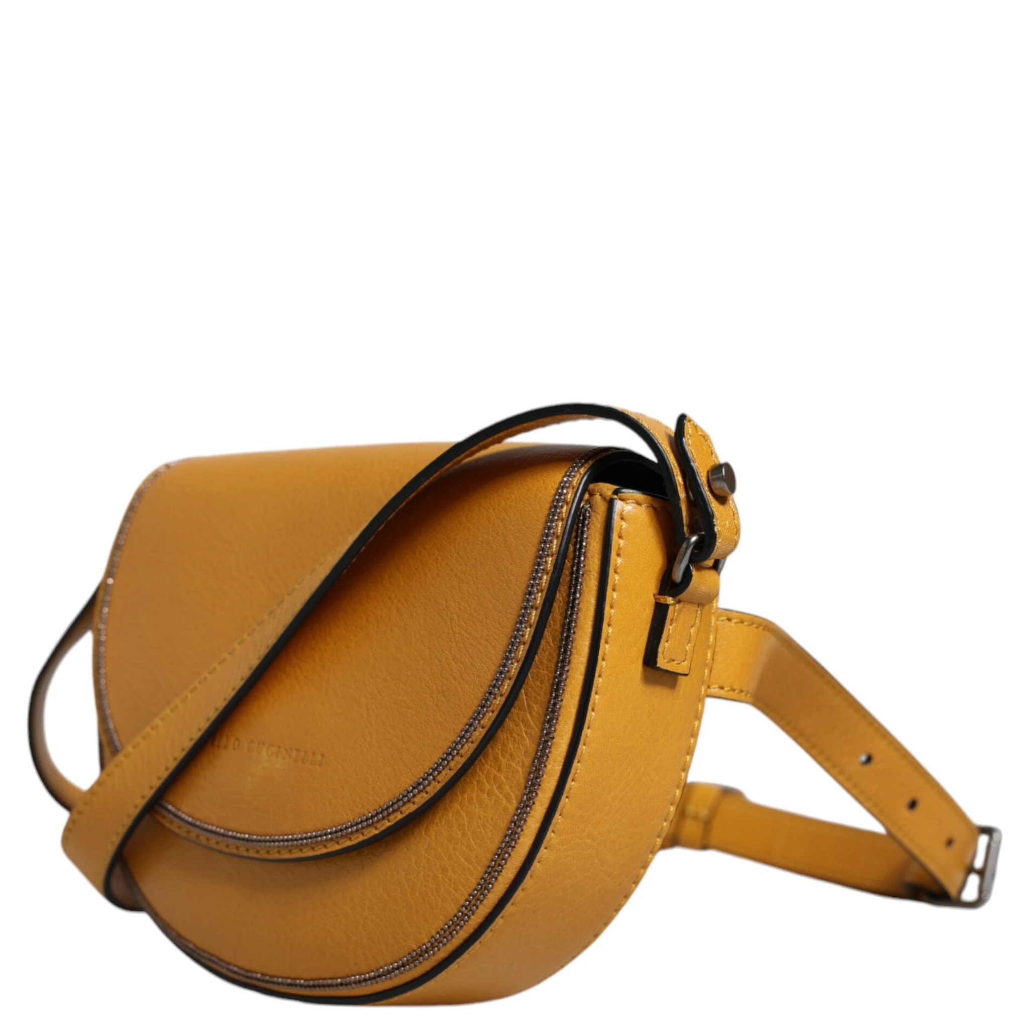 Light Brown Leather Logo Waist Strap Sling Bag