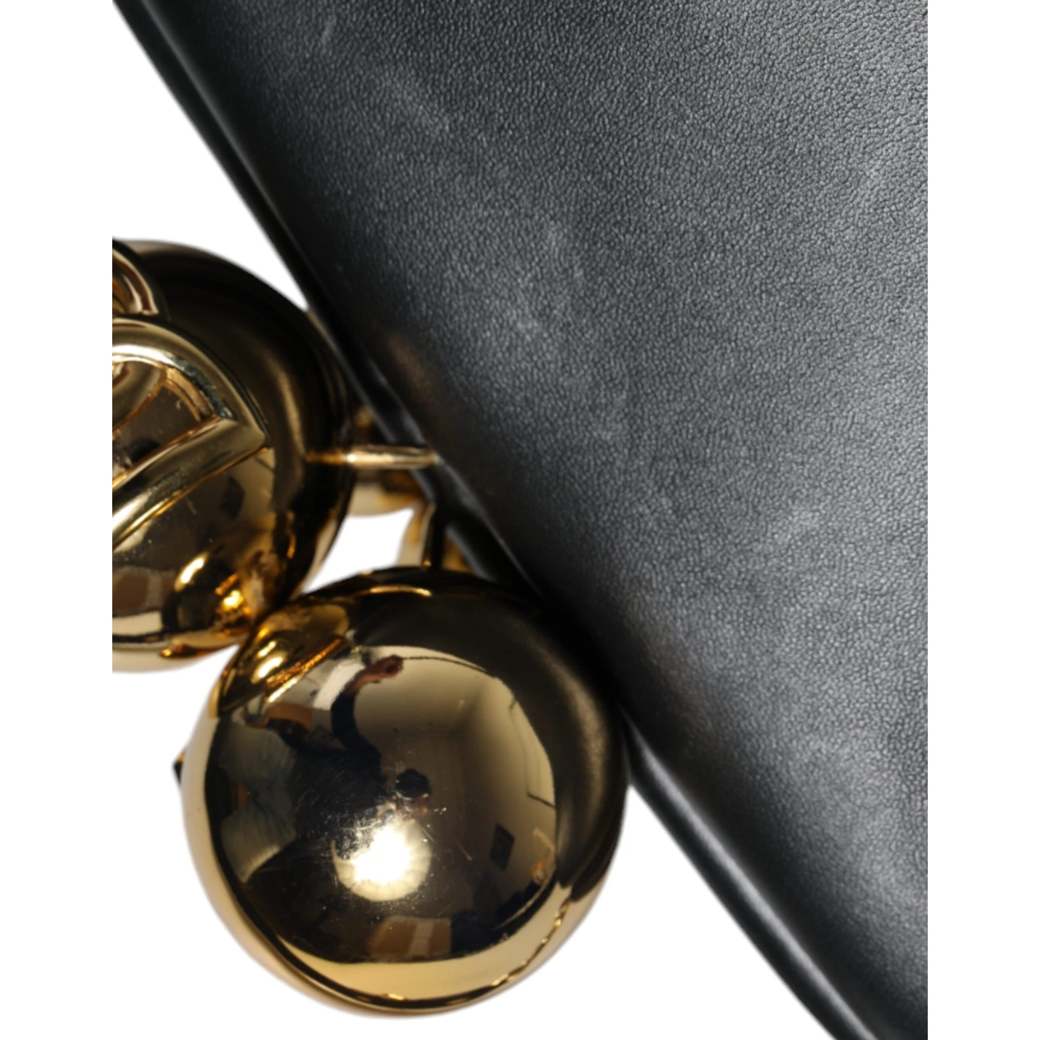 Black Calfskin Leather Shoulder Clutch Bag