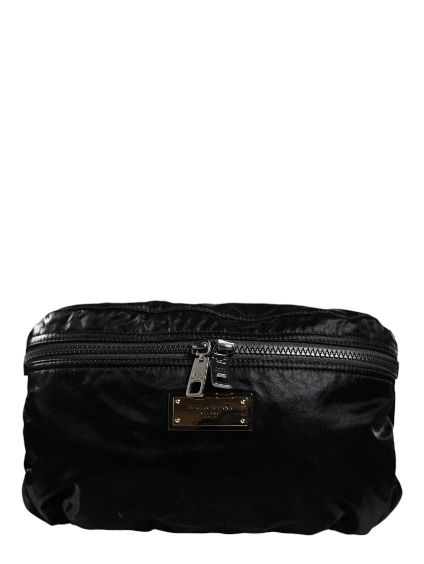 Black Nylon Fabric Belt Waist Fanny Pack Bag