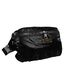 Black Nylon Fabric Belt Waist Fanny Pack Bag