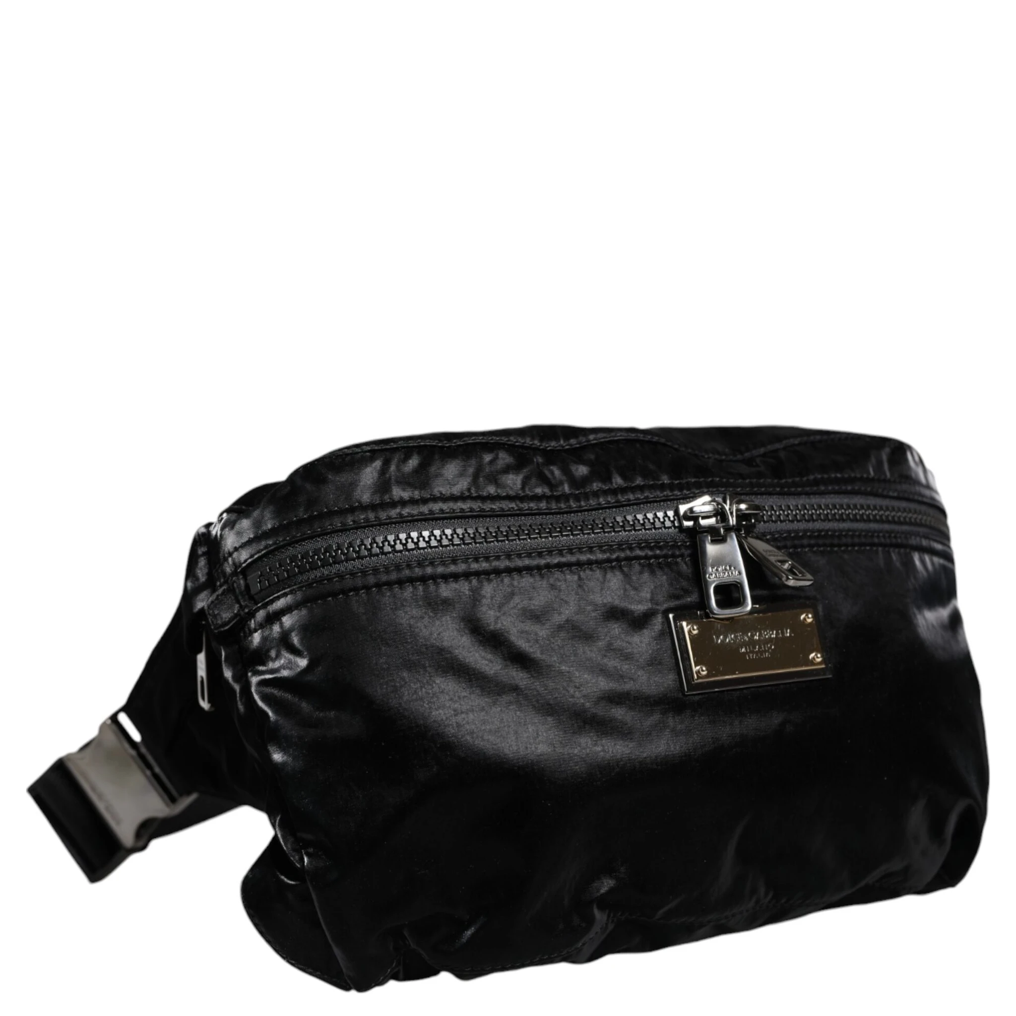 Black Nylon Fabric Belt Waist Fanny Pack Bag