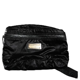 Black Nylon Fabric Belt Waist Fanny Pack Bag
