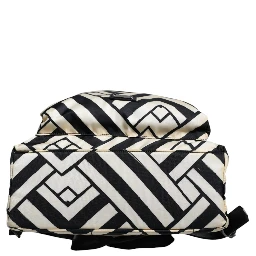 Black White Nylon Leather Travel Back Pack Bag