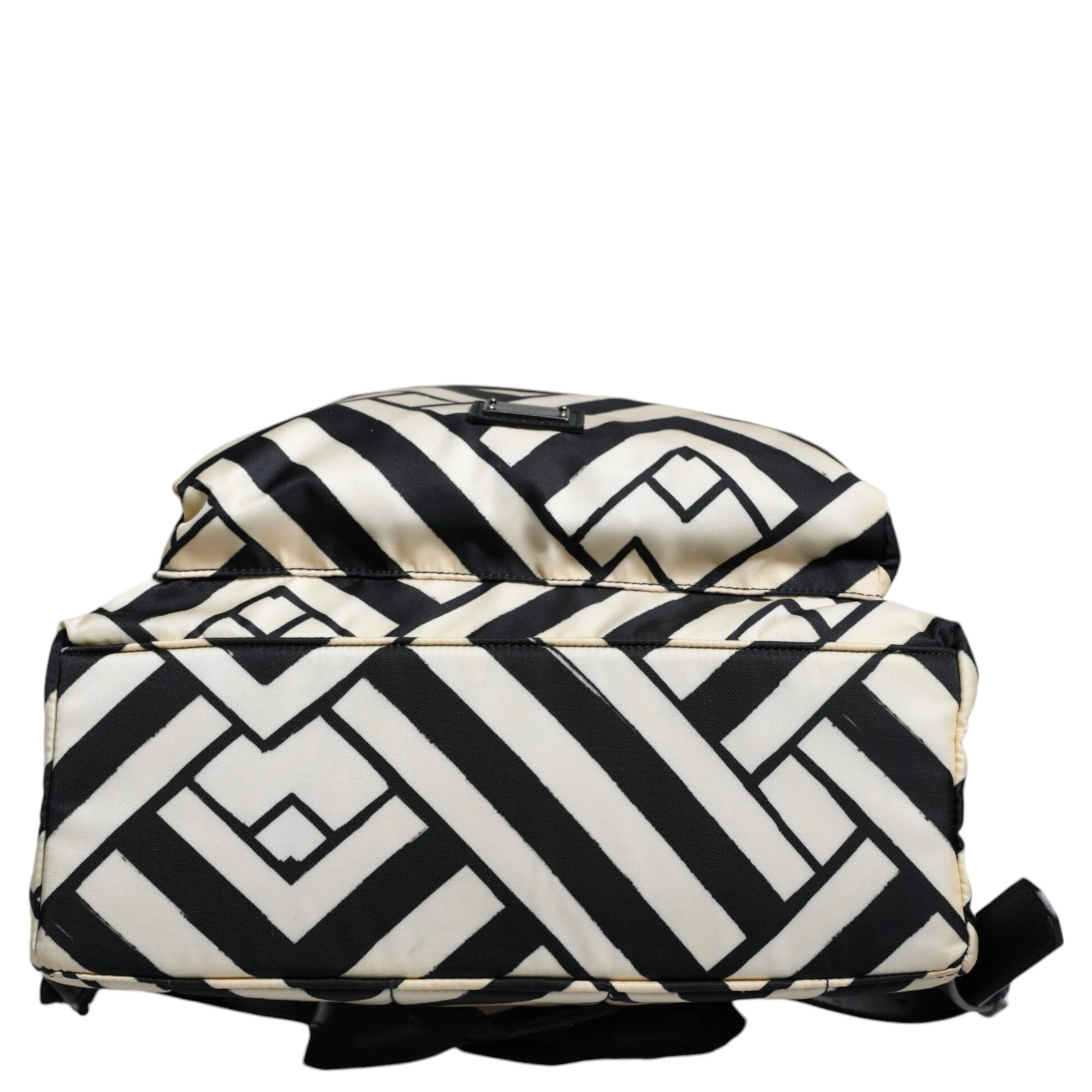 Black White Nylon Leather Travel Back Pack Bag