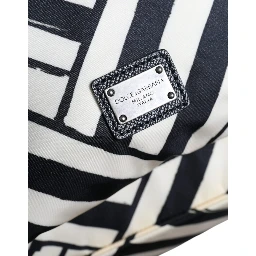 Black White Nylon Leather Travel Back Pack Bag