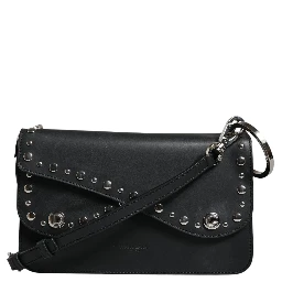 Black Small Leather Studded Shoulder Crossbody Bag