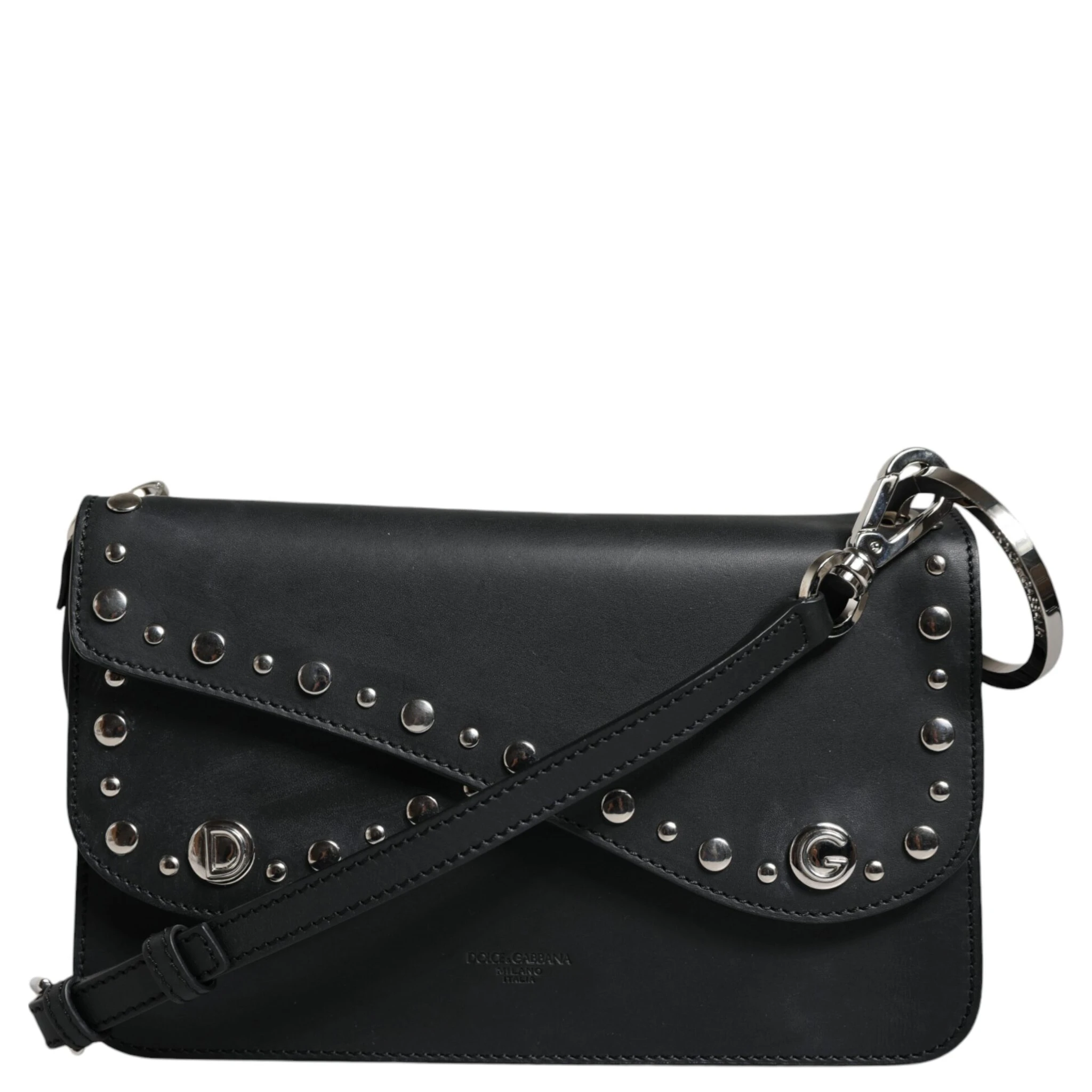 Black Small Leather Studded Shoulder Crossbody Bag