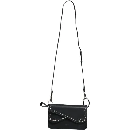 Black Small Leather Studded Shoulder Crossbody Bag