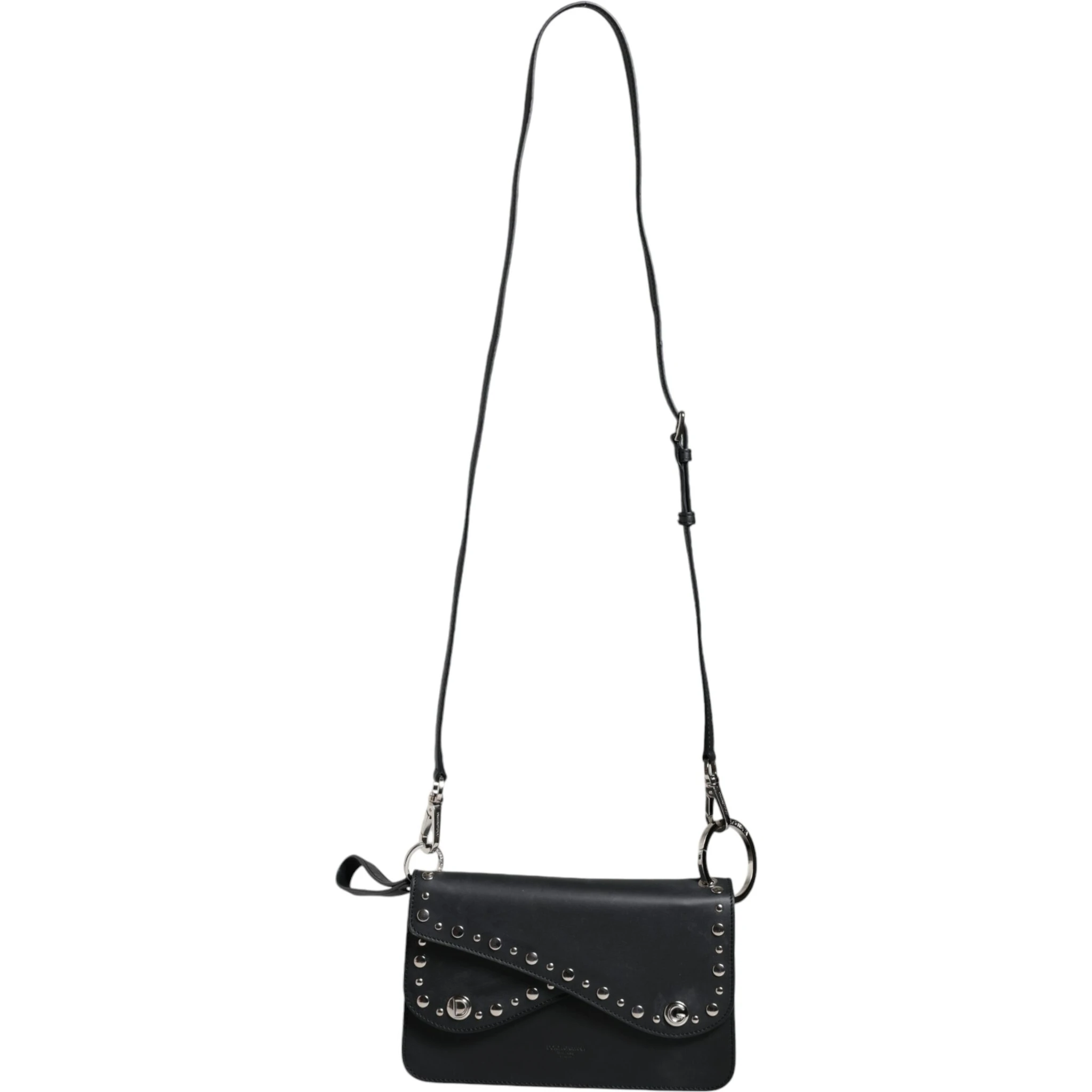 Black Small Leather Studded Shoulder Crossbody Bag