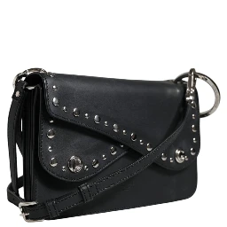 Black Small Leather Studded Shoulder Crossbody Bag