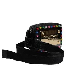 Black Leather LED Logo Belt Waist Fanny Pack Bag