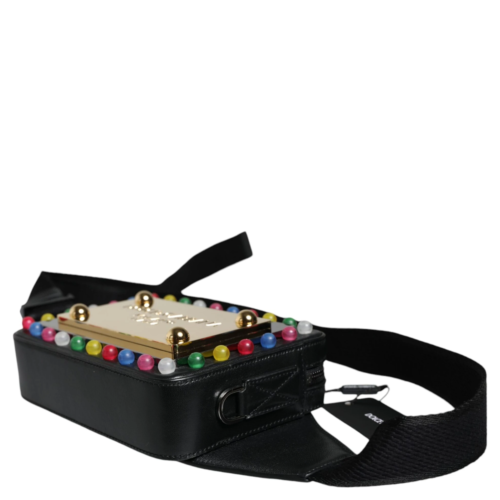 Black Leather LED Logo Belt Waist Fanny Pack Bag