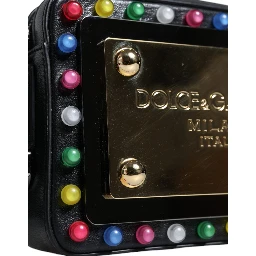 Black Leather LED Logo Belt Waist Fanny Pack Bag