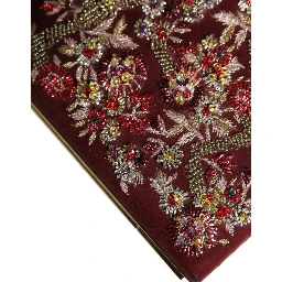 Bordeaux Velvet Gold Frame Clutch Evening Bag