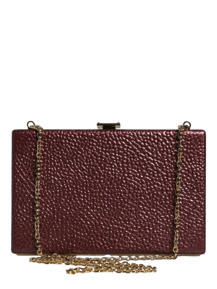 Maroon Leather Clutch Evening Crossbody Bag