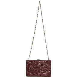 Maroon Leather Clutch Evening Crossbody Bag