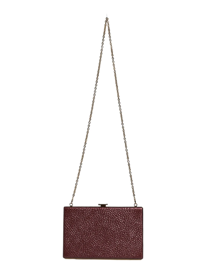 Maroon Leather Clutch Evening Crossbody Bag