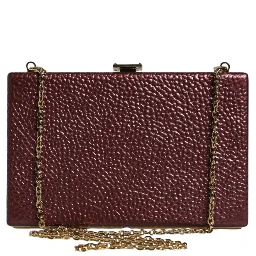 Maroon Leather Clutch Evening Crossbody Bag