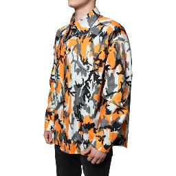 Multicolor Camouflage Cotton Denim Collared Jacket