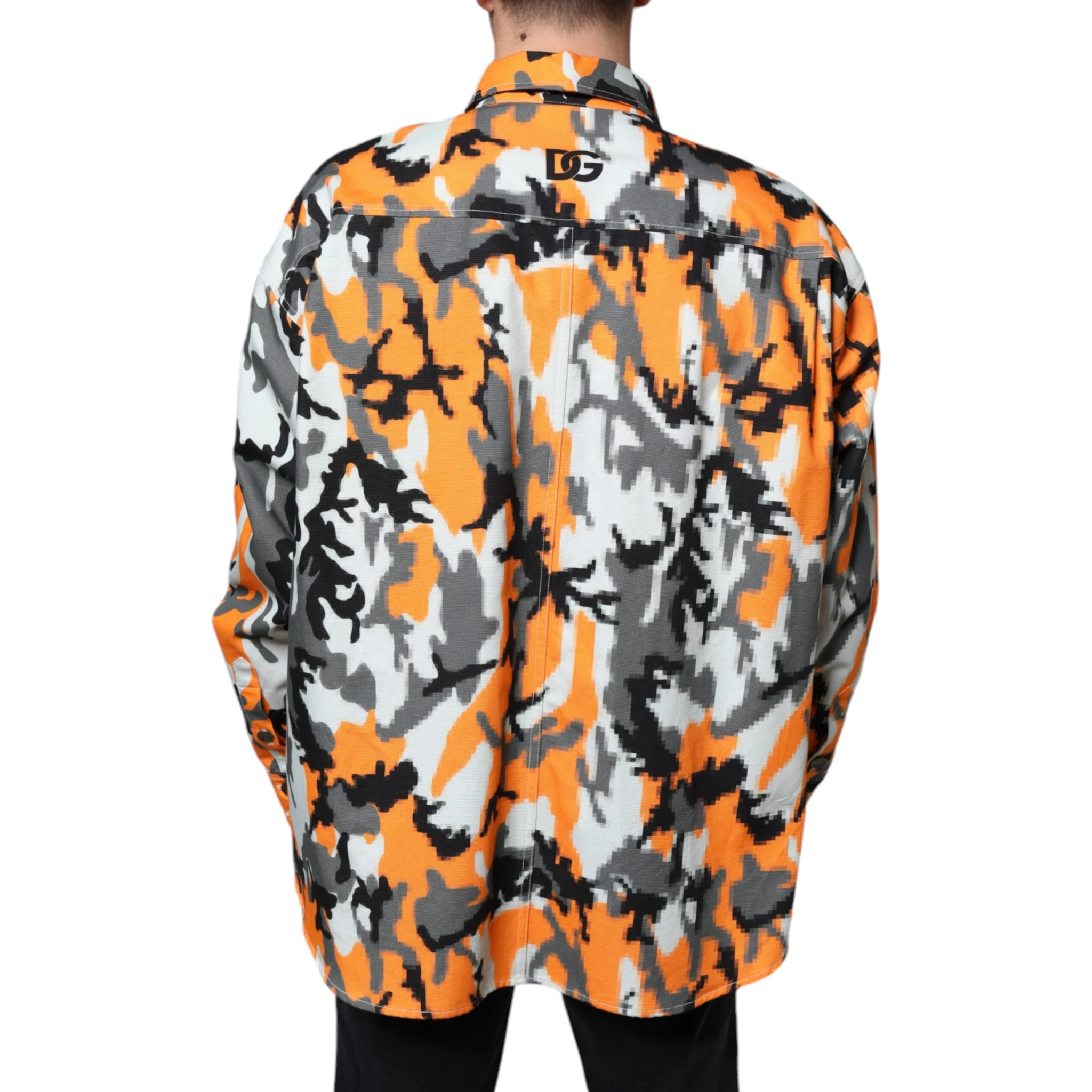 Multicolor Camouflage Cotton Denim Collared Jacket