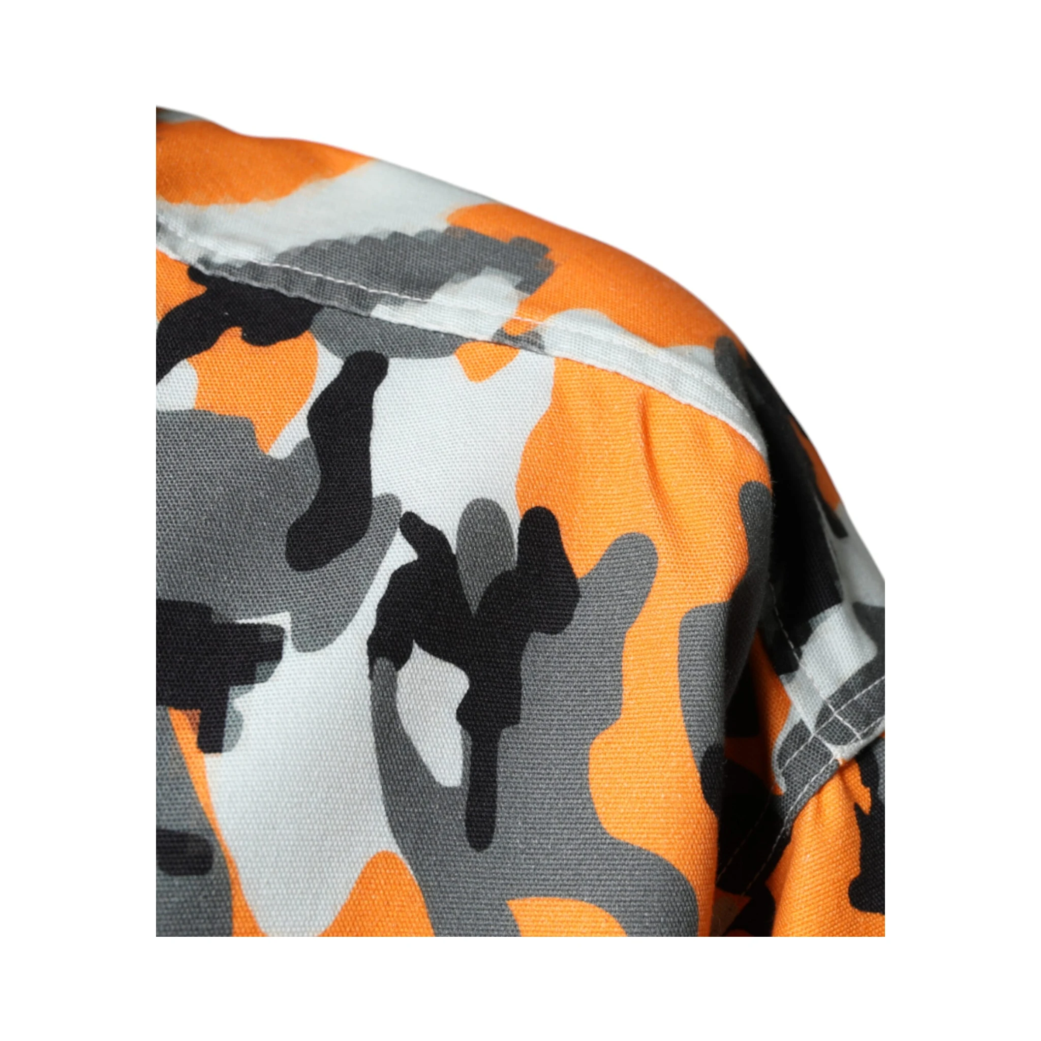 Multicolor Camouflage Cotton Denim Collared Jacket