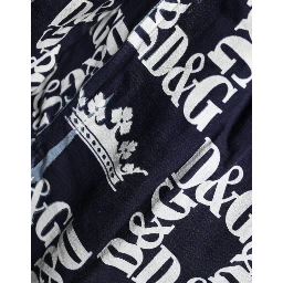 Blue Crown Logo Print Slim Fit Cotton Shirt