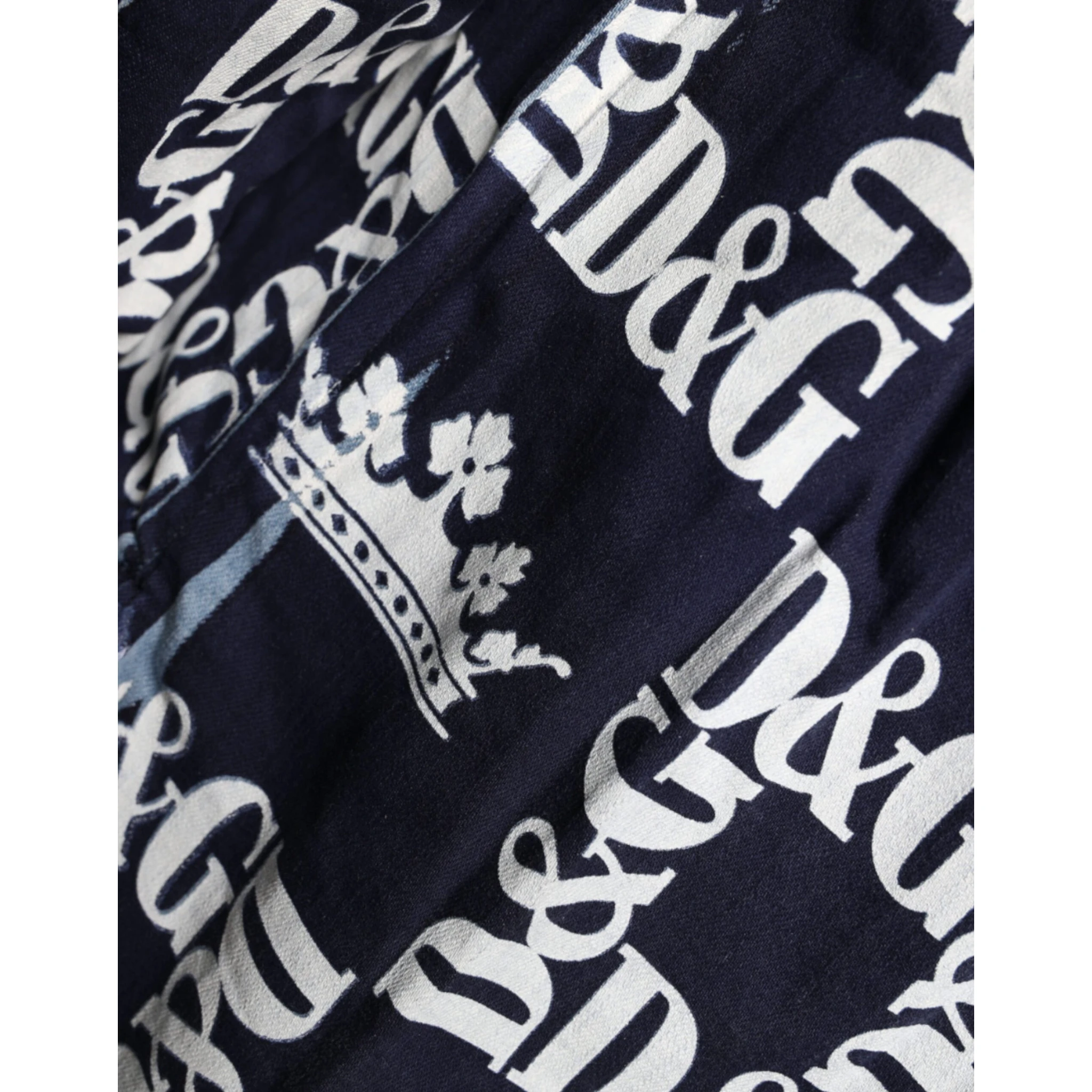 Blue Crown Logo Print Slim Fit Cotton Shirt