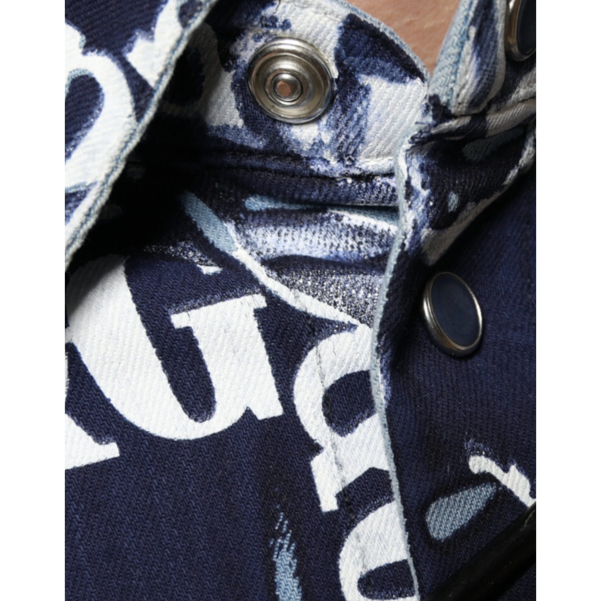 Blue Crown Logo Print Slim Fit Cotton Shirt