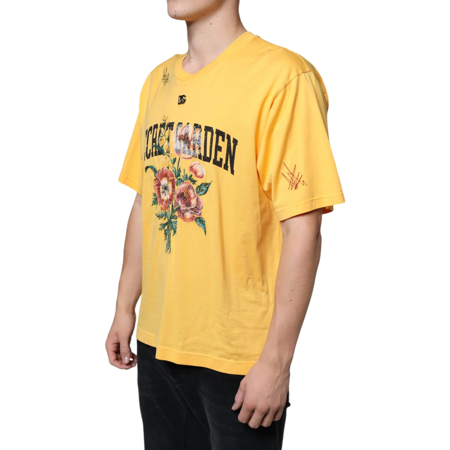 Yellow Secret Graden Floral Cotton Crew Neck T-shirt