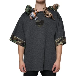 Gray Camouflage Animal Stuff Cotton T-shirt