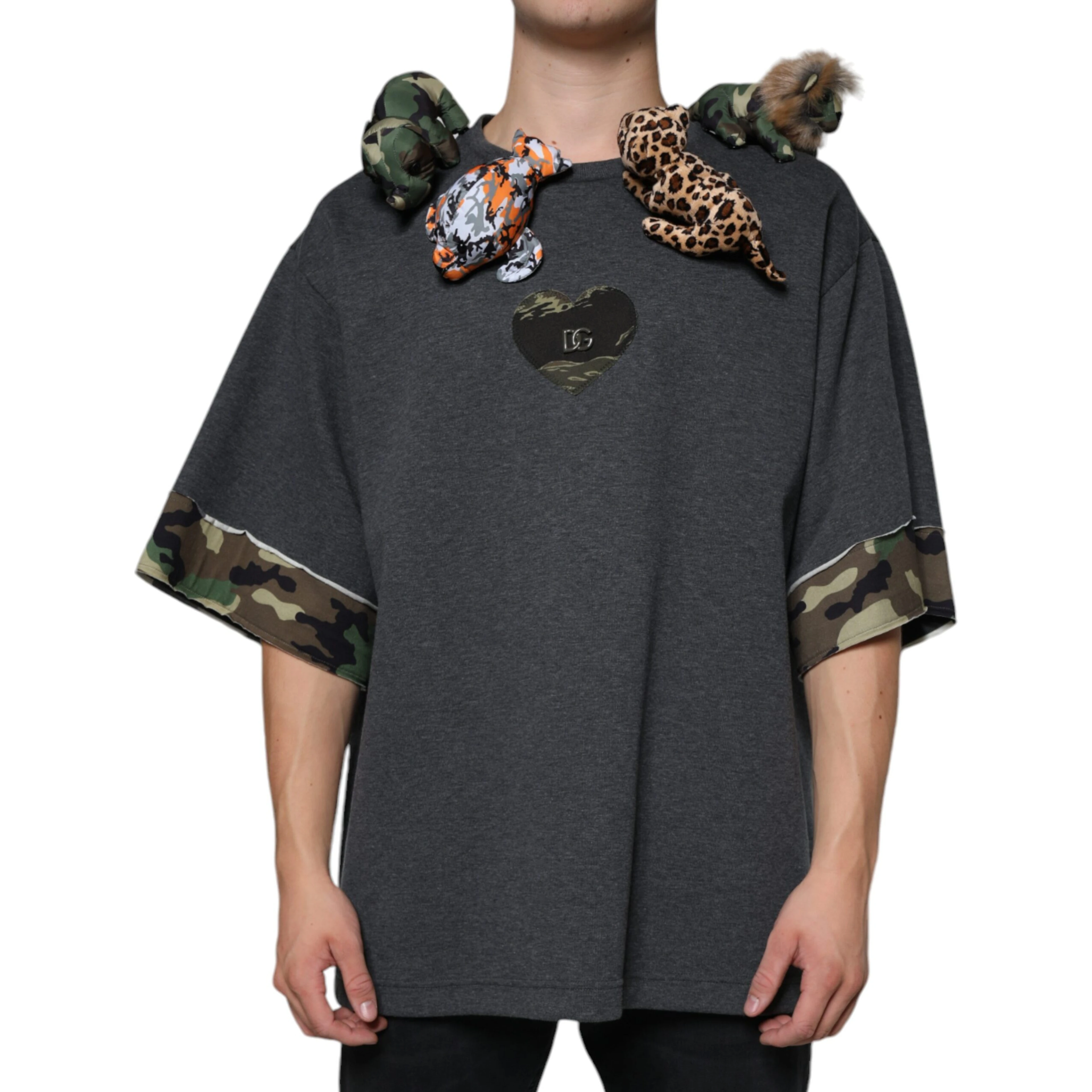 Gray Camouflage Animal Stuff Cotton T-shirt
